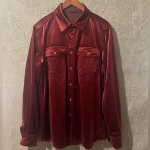 Faux Velvet Burgundy Shirt